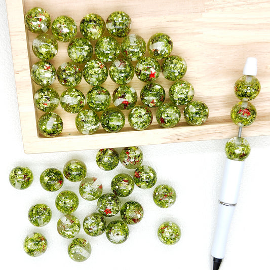 16mm Christmas Green Flake Sequin Gumball Beads,Confetti Beads