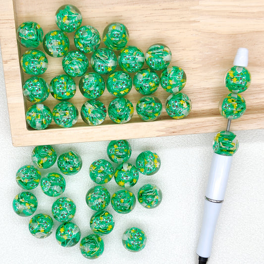 16mm Christmas Gumball Beads,Clear Acrylic with Hat Clay Slices Beads