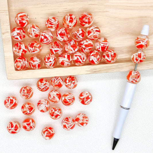 16mm Christmas Gumball Beads,Clear Acrylic with Santa Hat Clay Slices Beads