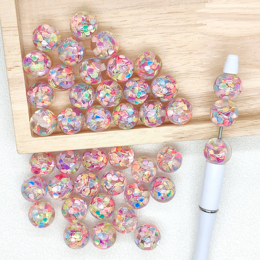 16mm Colored AB Heart Sequin Gumball Confetti Acrylic Beads