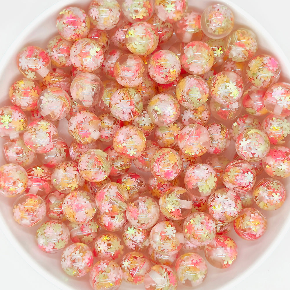 16mm Colored Snowflake Sequin Gumball Beads,Confetti Beads