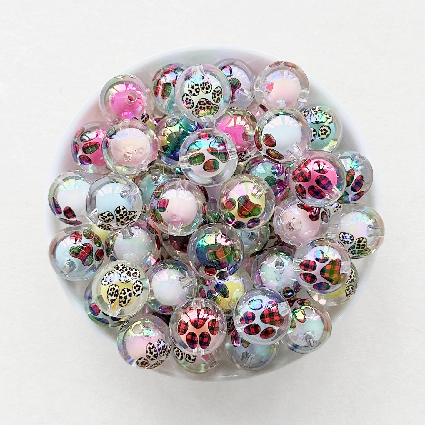 16mm Colorful Acrylic Paw Beads,UV Gumball Beads