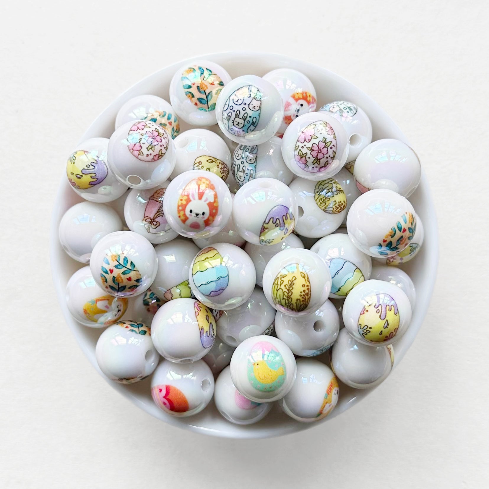 16mm Easter Egg Print Acrylic Beads,Gumball Bead