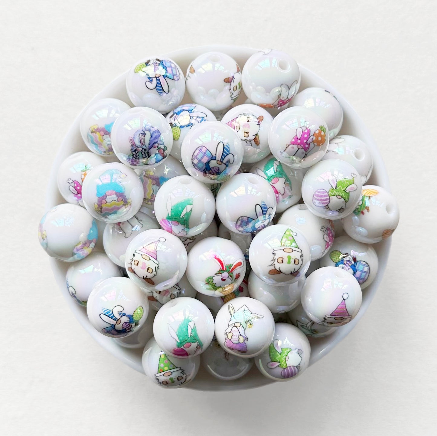16mm Easter Gnome Print Acrylic Beads,Gumball Bead