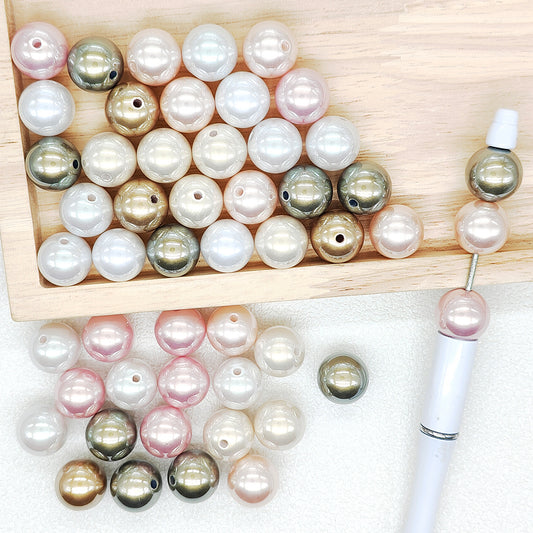16mm Faux Pearl Gumball Acrylic Beads Assorted Color For Pen