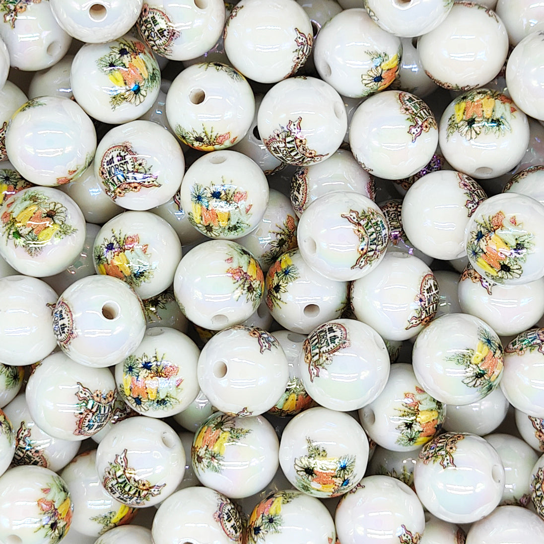 16mm Floral Mama Acrylic Beads,Gumball Beads