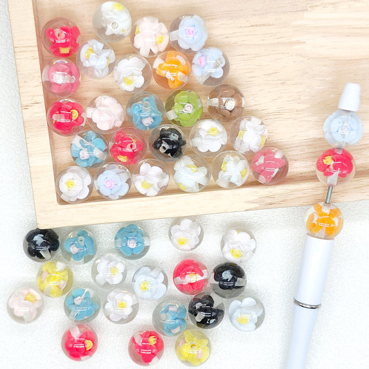 16mm Flower Gumball Beads Mixed,Acrylic Beads Accessories
