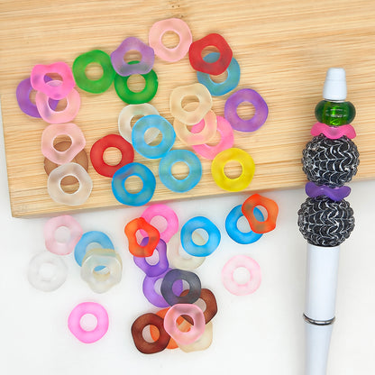 16mm Frosted Clear Wavy Spacer Beads Mix,Flat Disk Beads