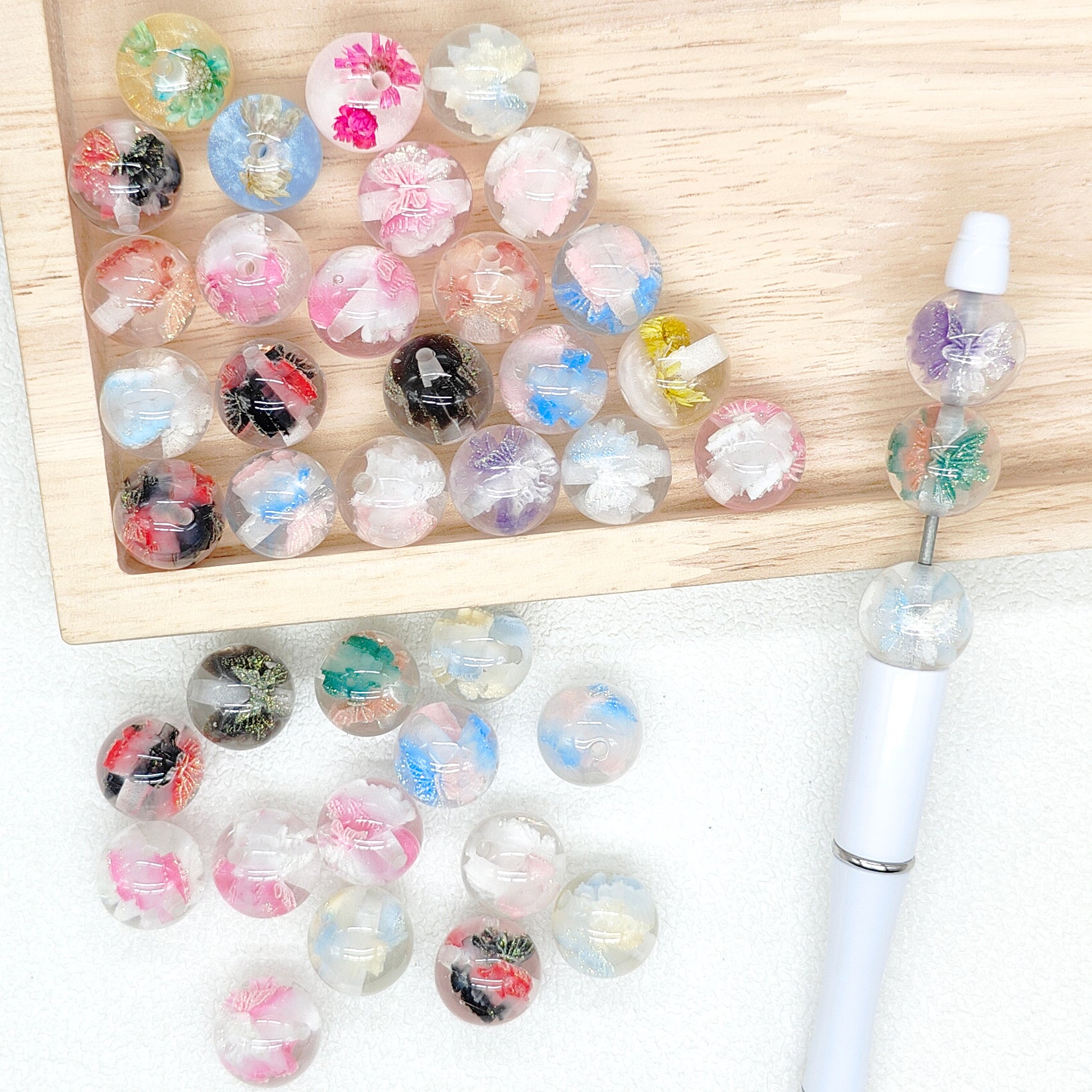 16mm Glitter Butterfly Resin Acrylic Beads,Loose Gumball Beads