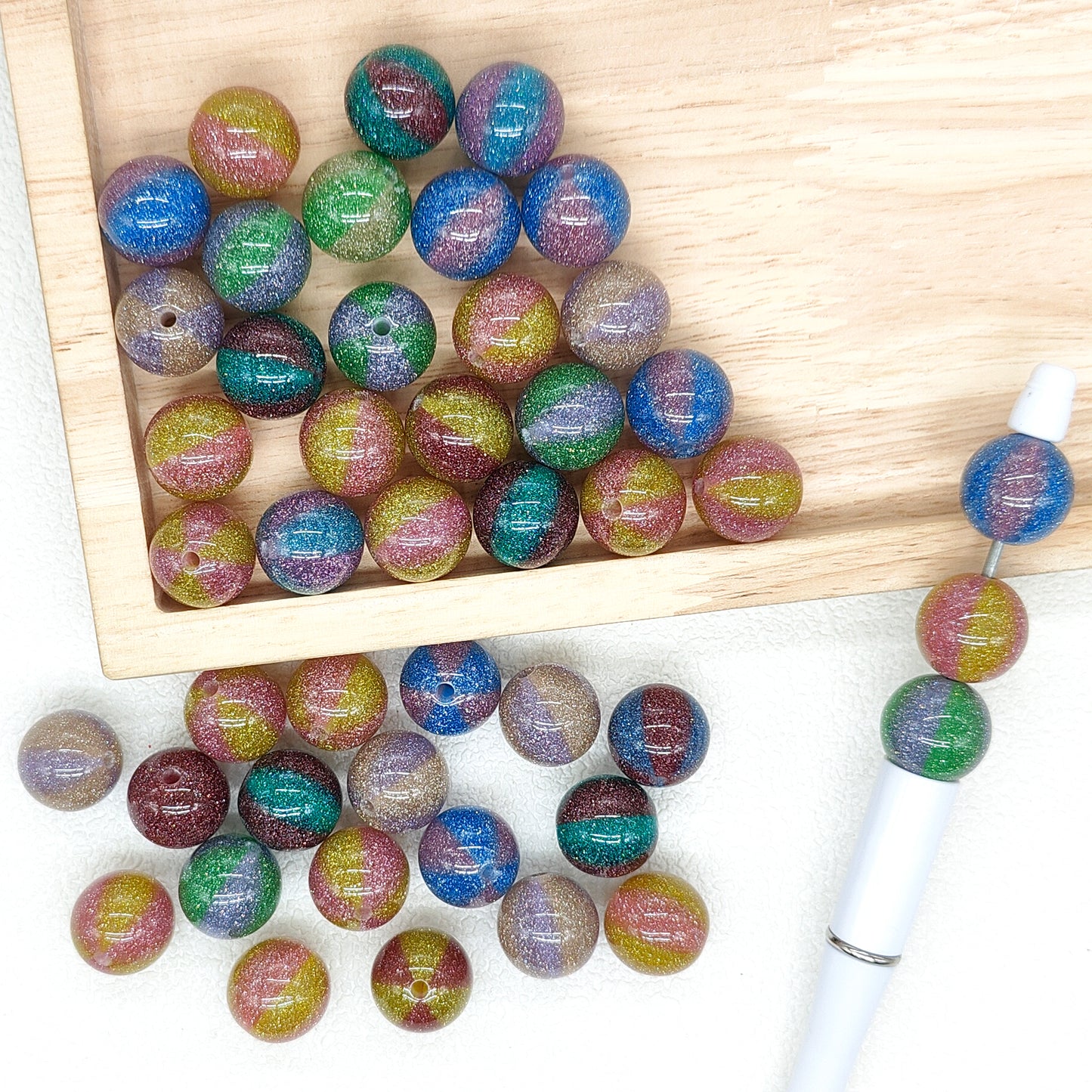 16mm Glitter Gradient Round Acrylic Gumball Beads