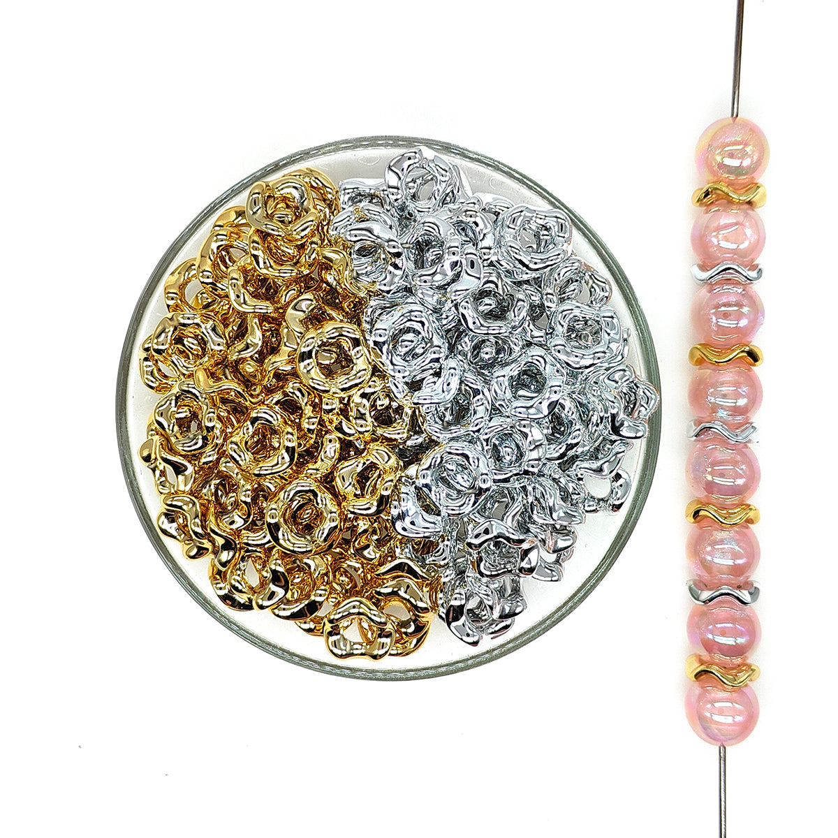 16mm Gold/Silver Wavy Spacer Beads,Acrylic Spacer