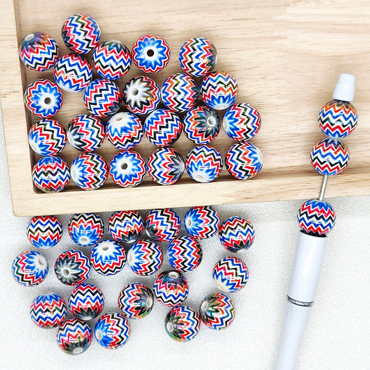 16mm Gumball UV Wavy Print Acrylic Beads,Round Loose Beads