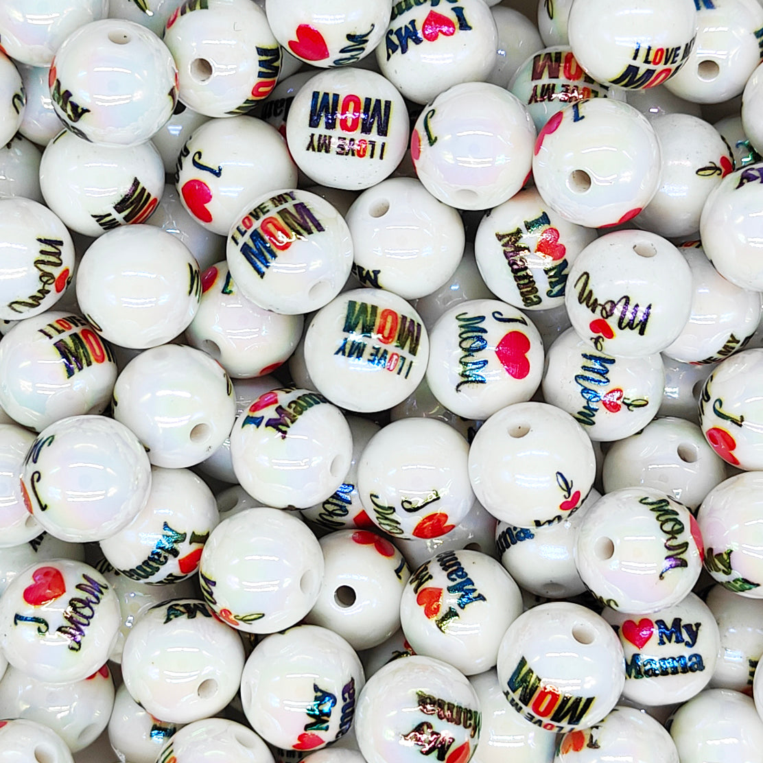16mm I Love Mom Acrylic Beads,Gumball Beads