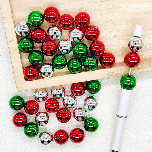 16mm Metallic Christmas Assorted Color Acrylic Beads