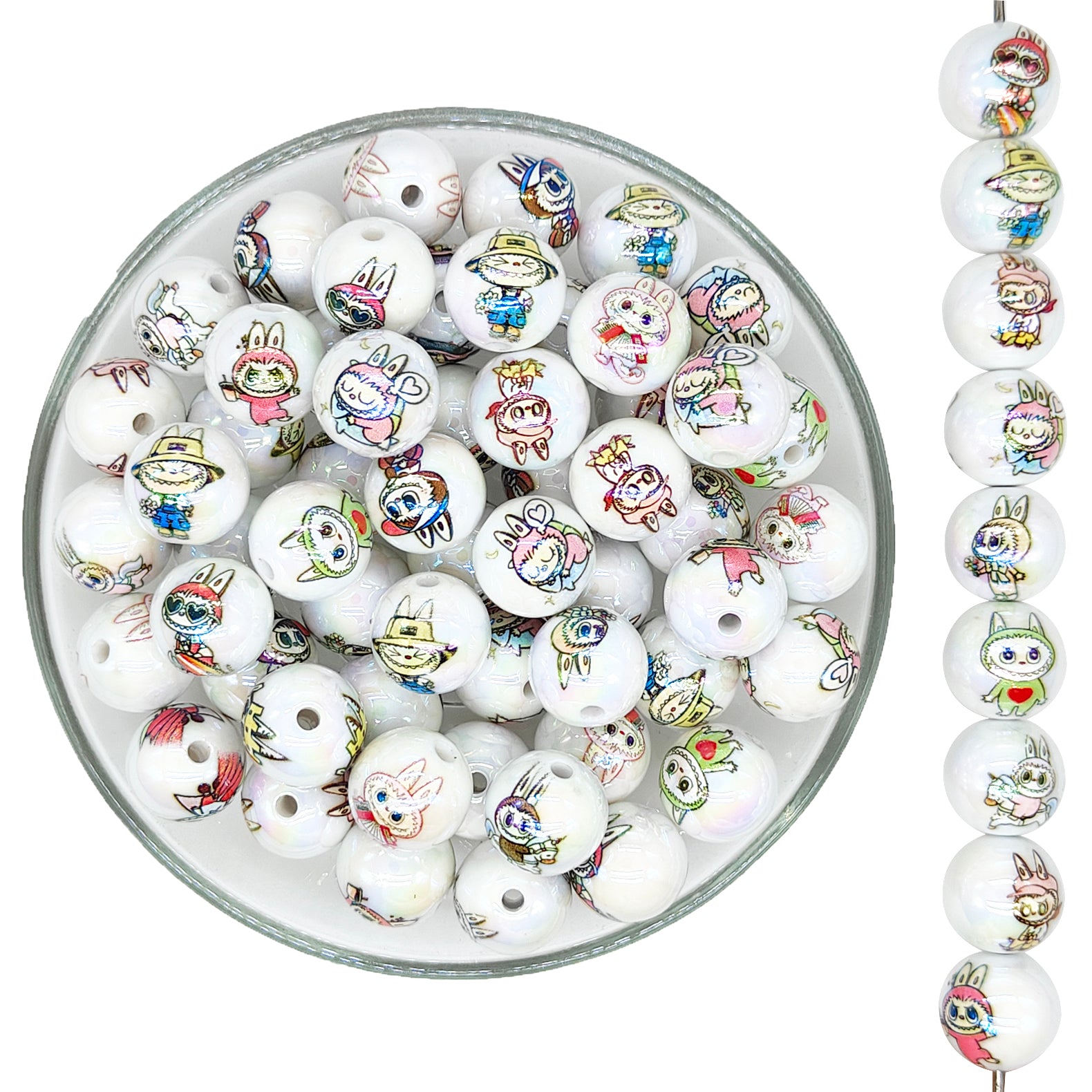 16mm Monster Print Acrylic Beads,Mix Gumball Beads