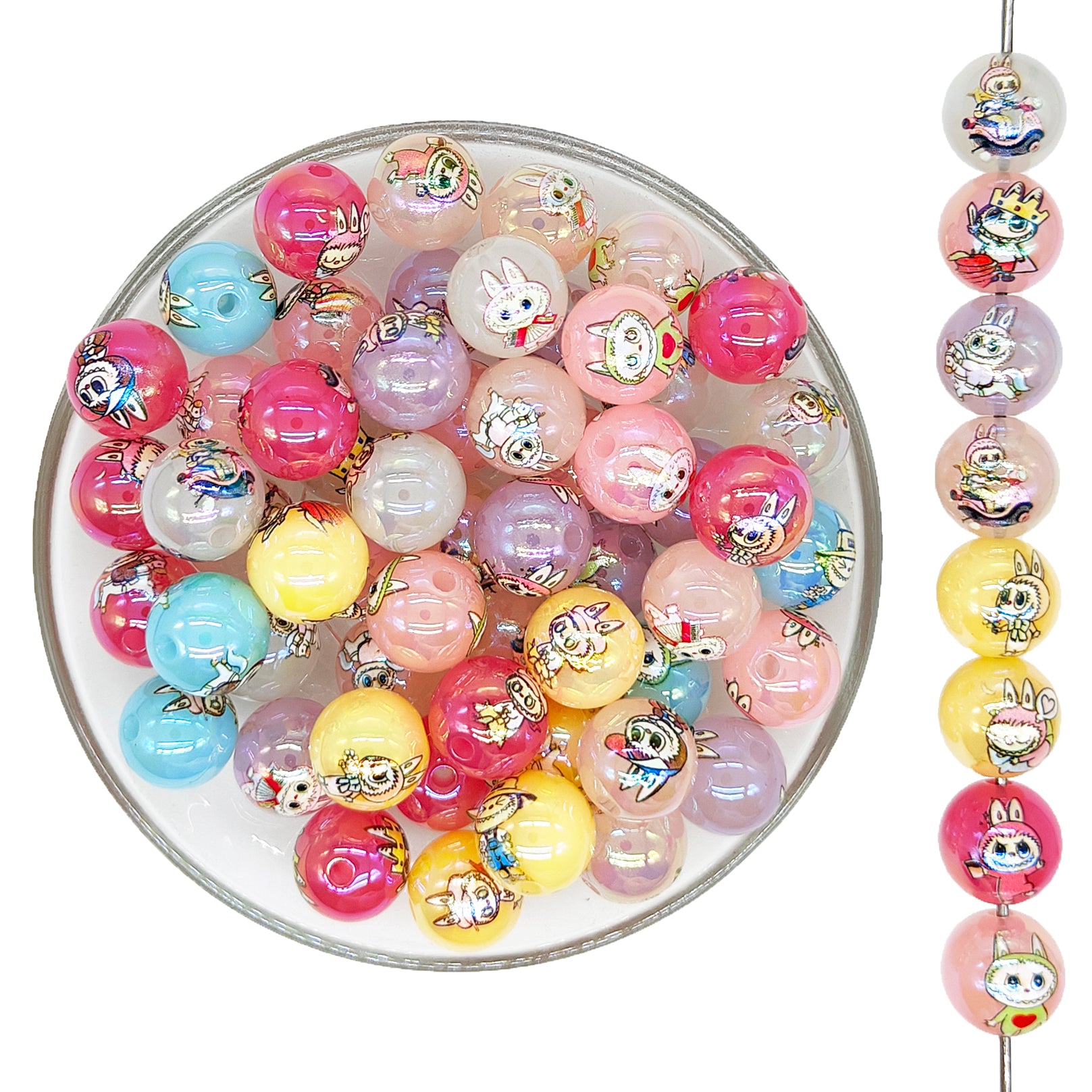 16mm Monster Print Transparent Acrylic Beads,Gumball Beads Assorted Color