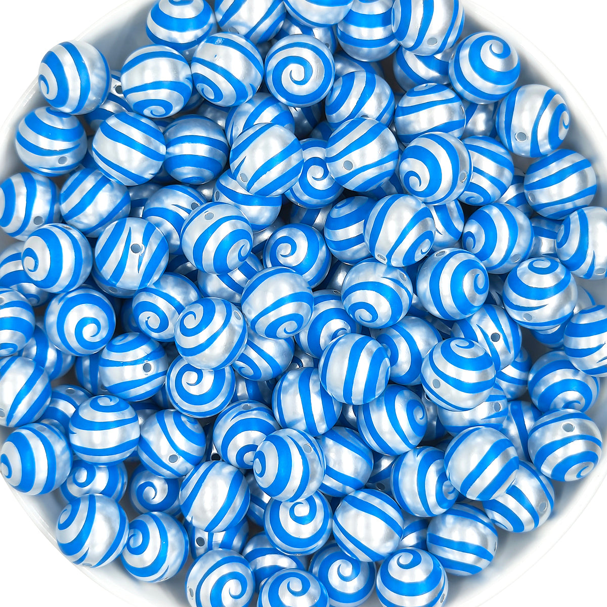 16mm Pearl Blue Swirl Gumball Acrylic Beads,Bubblegum Bead