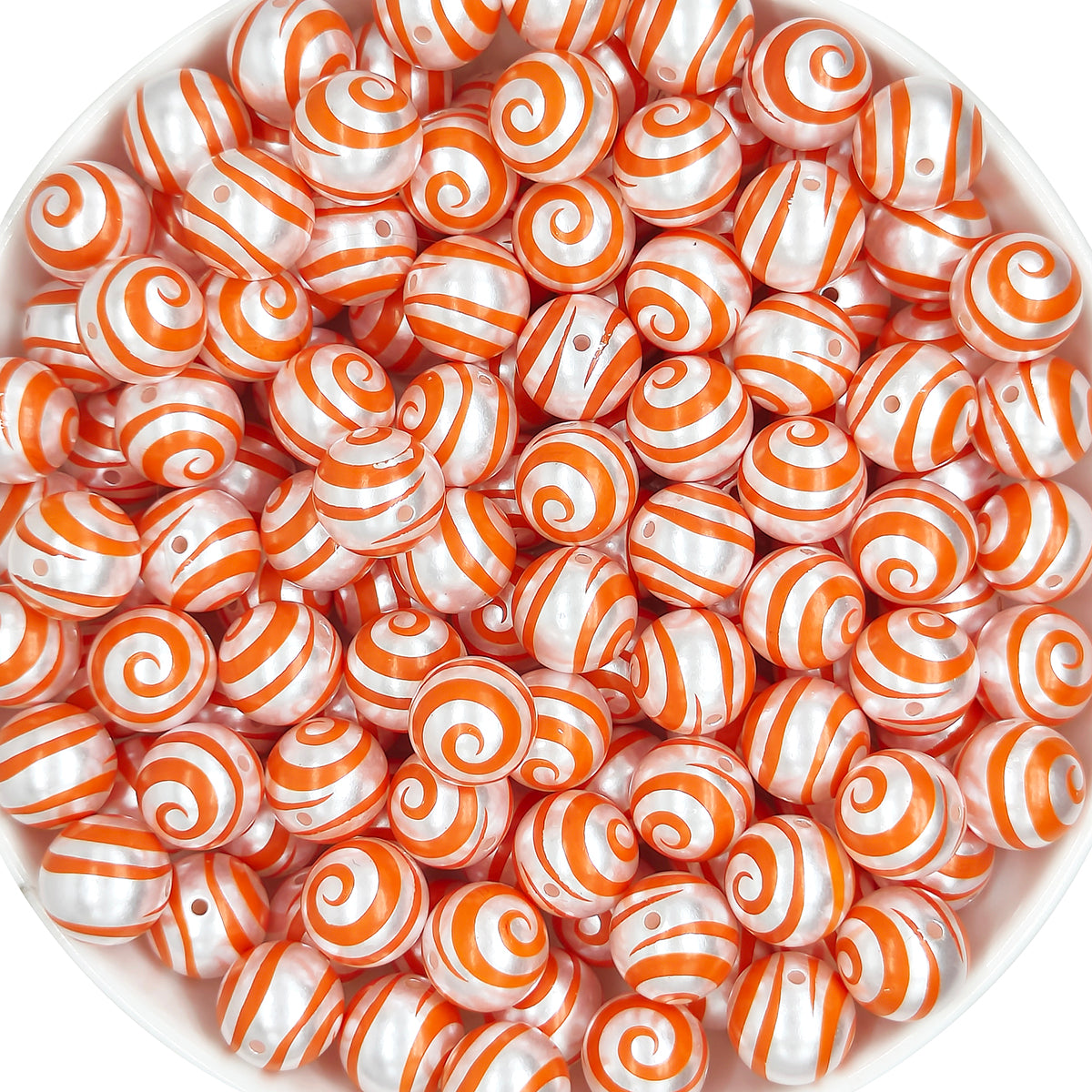 16mm Pearl Orange Swirl Gumball Acrylic Beads,Bubblegum Bead