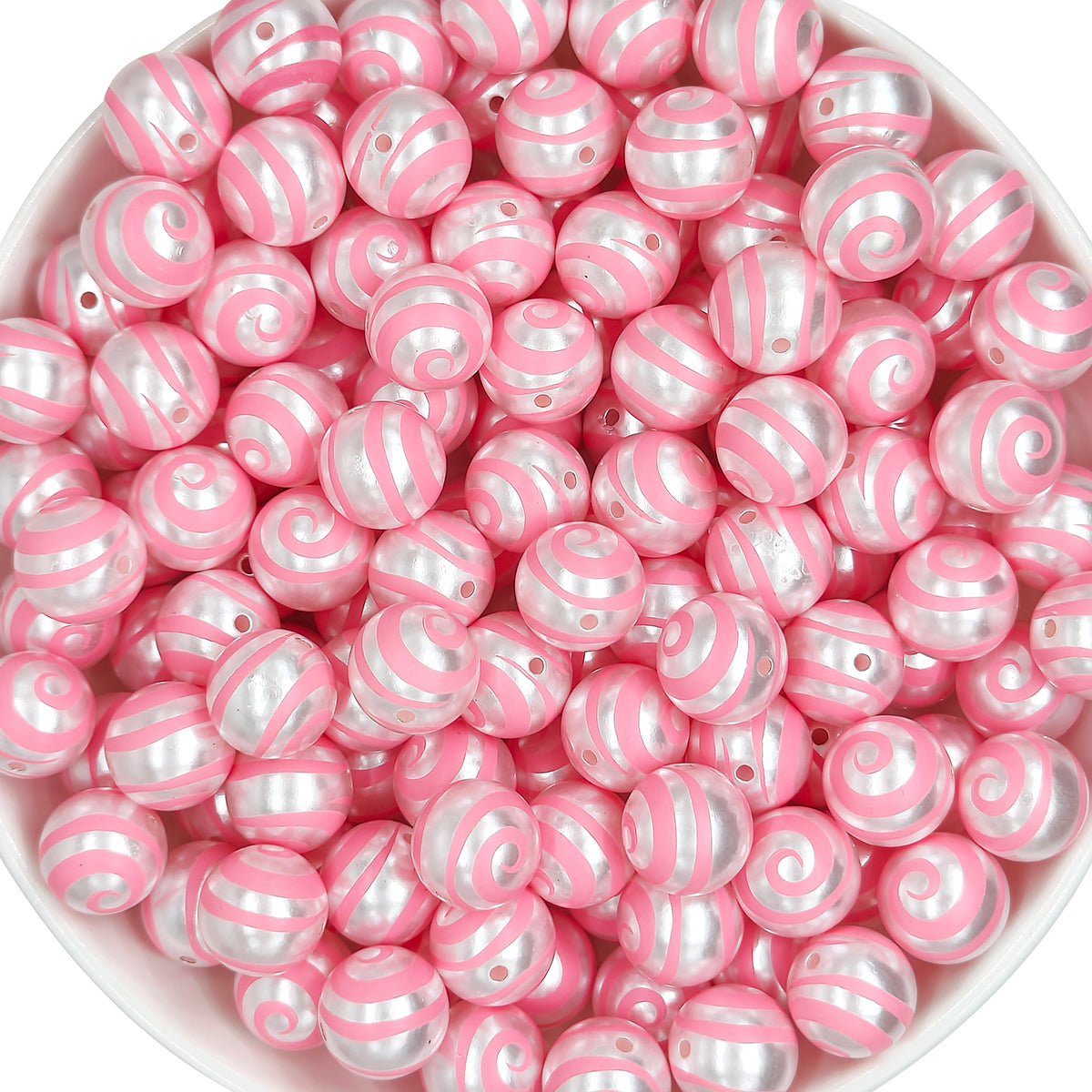 16mm Pearl Pink Swirl Gumball Acrylic Beads,Bubblegum Bead