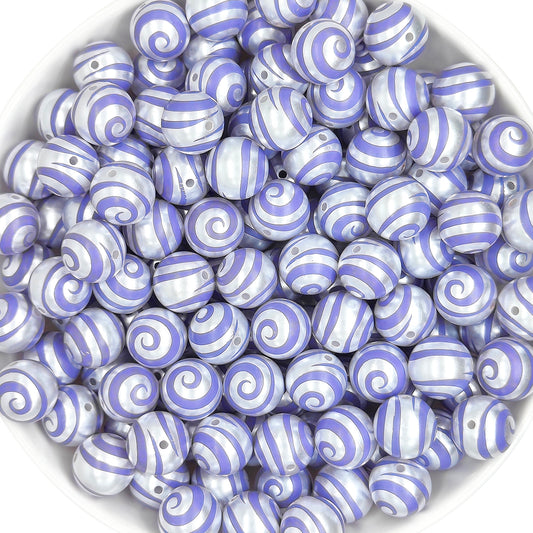 16mm Pearl Purple Swirl Gumball Acrylic Beads,Bubblegum Bead