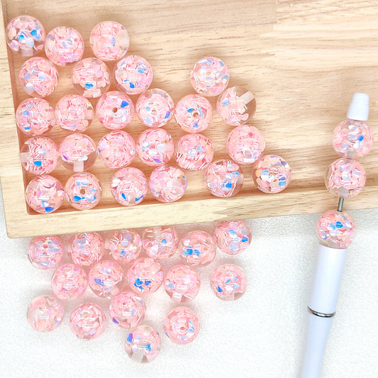 16mm Pink Heart Sequin Gumball Confetti Acrylic Beads