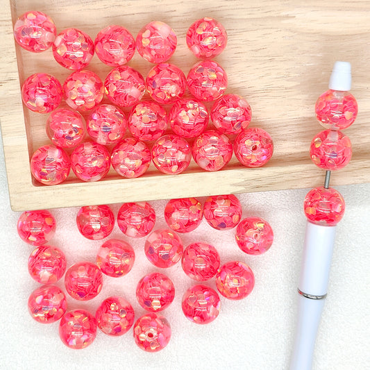 16mm Pink Red AB Heart Sequin Gumball Confetti Acrylic Beads