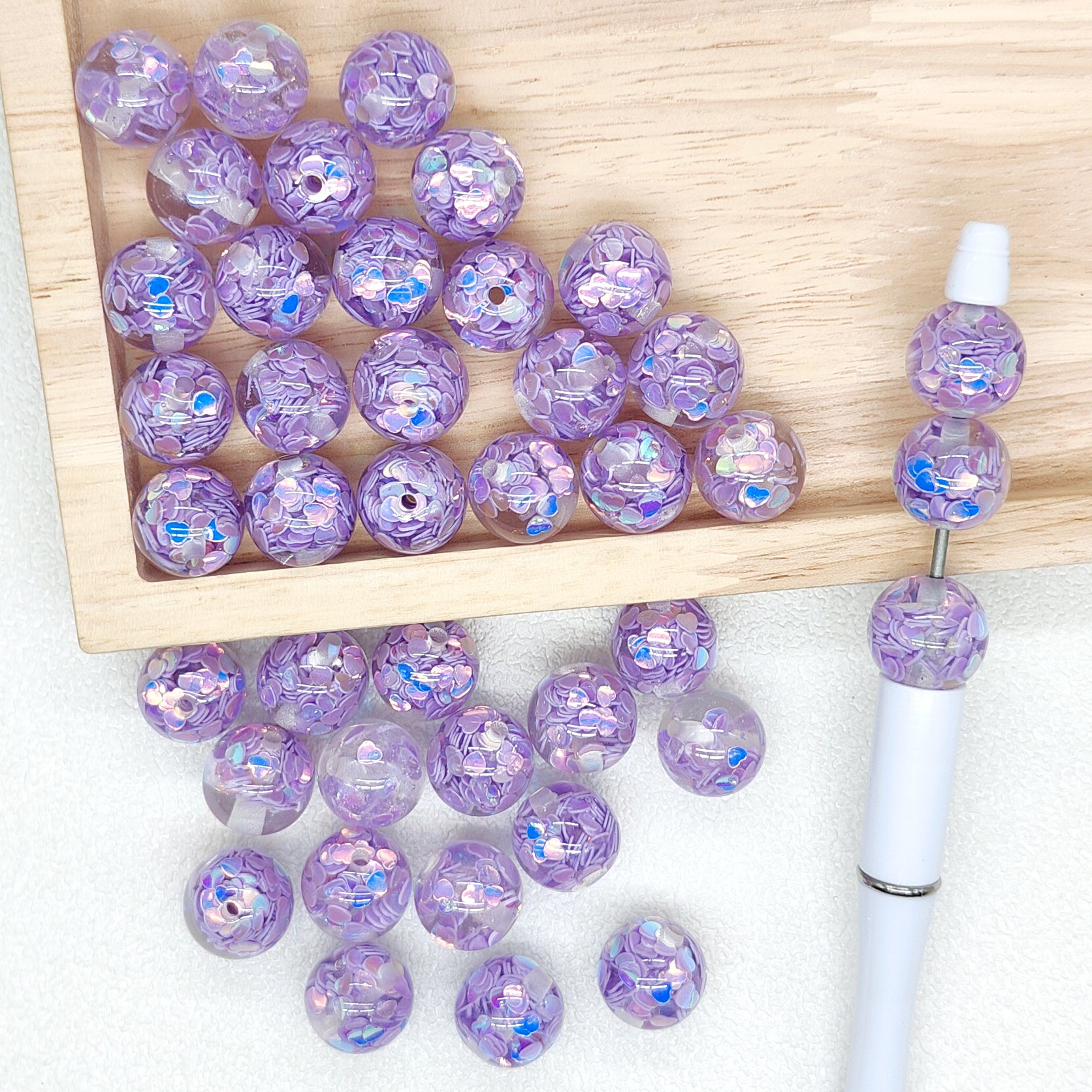 16mm Purple AB Heart Sequin Gumball Confetti Acrylic Beads