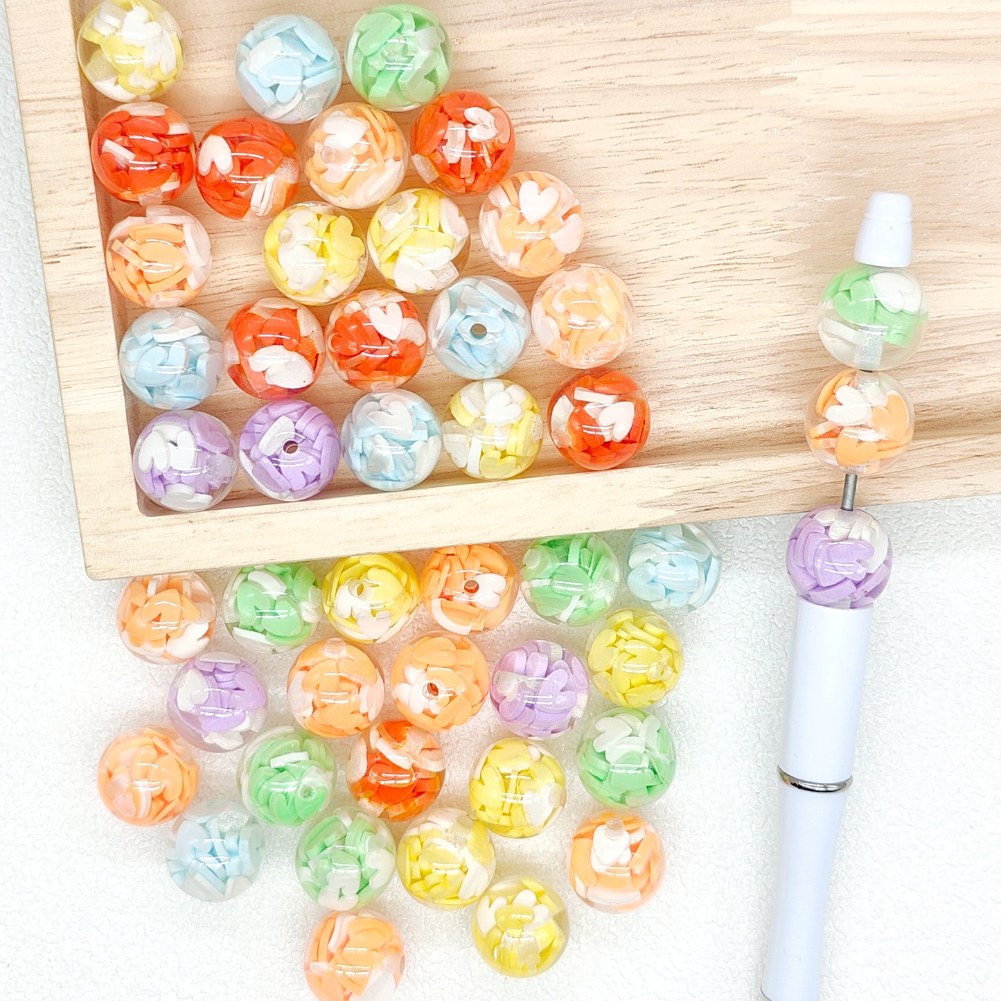16mm Round Colored Heart Acrylic Gumball Beads,Pen Making