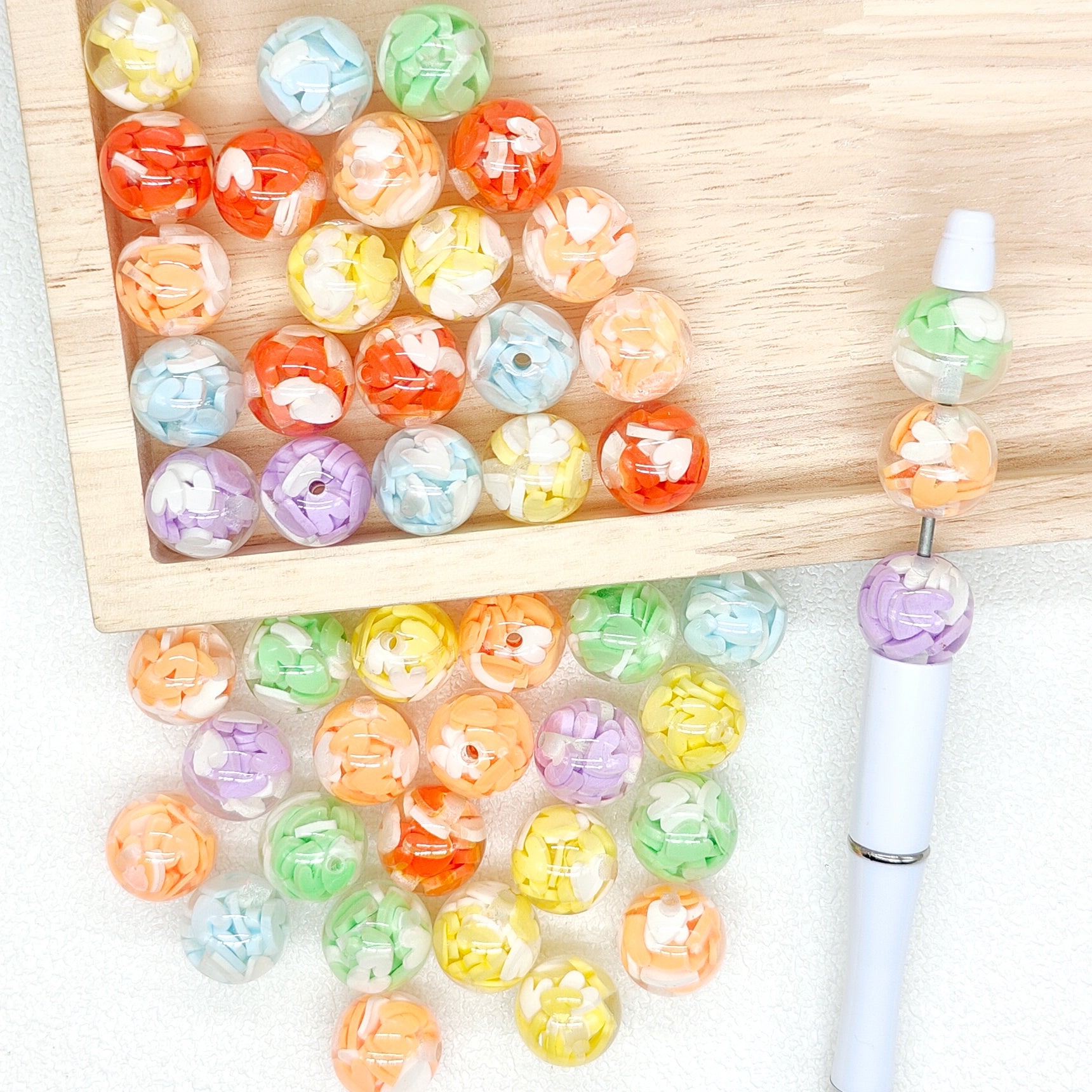 16mm Round Colored Heart Acrylic Gumball Beads,Pen Making