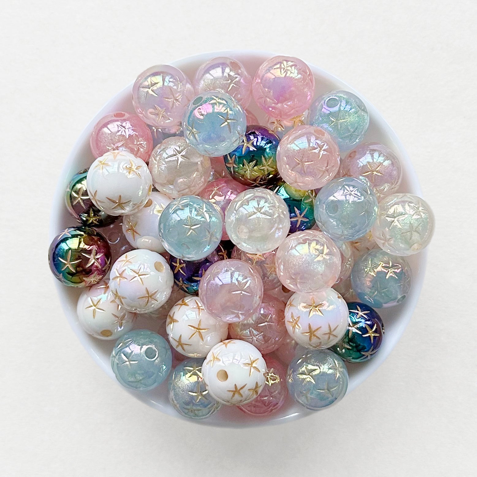 16mm Starfish Carved Acrylic Beads,UV Beads,Gumball Beads