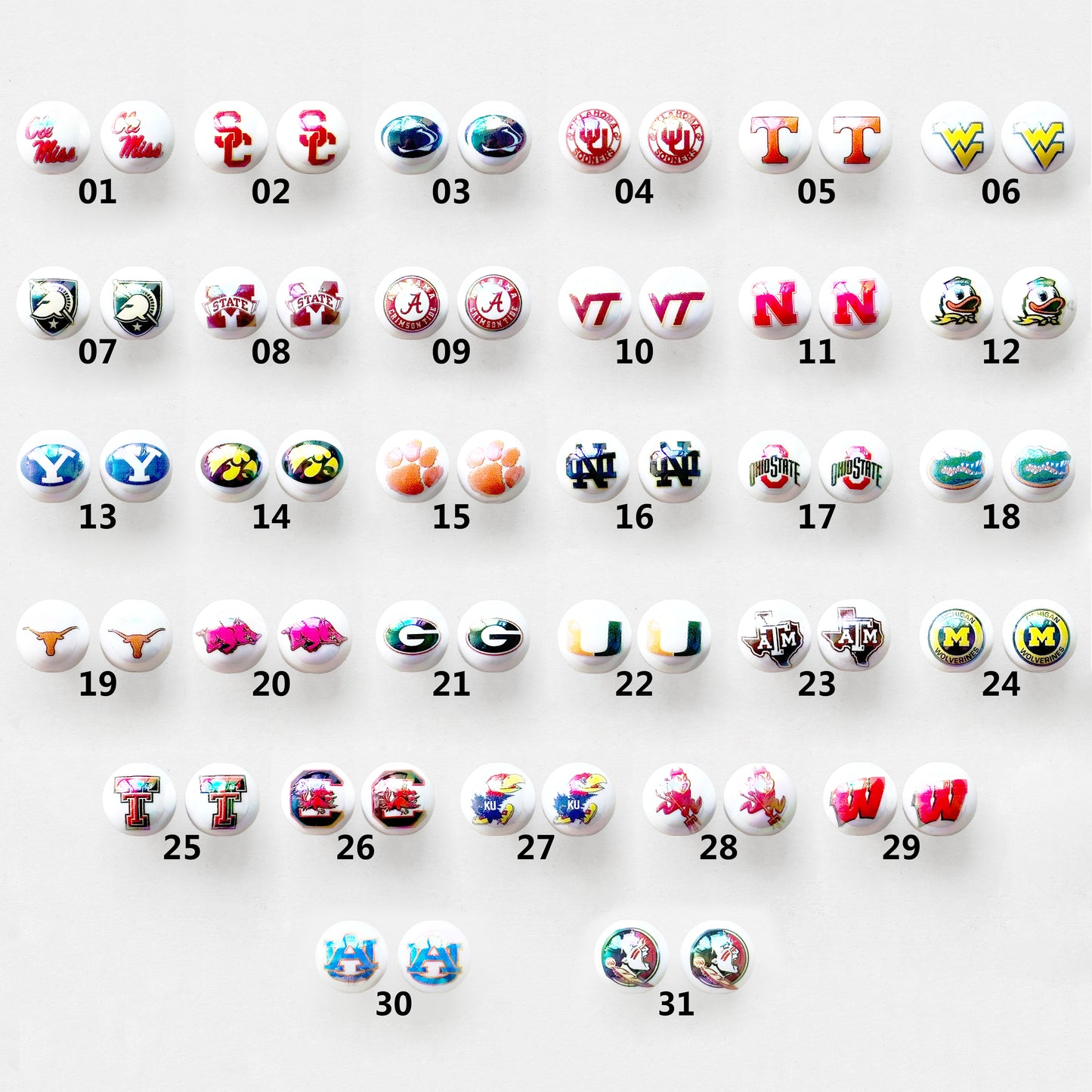 16mm UV College Football Team Gumball Acrylic Beads