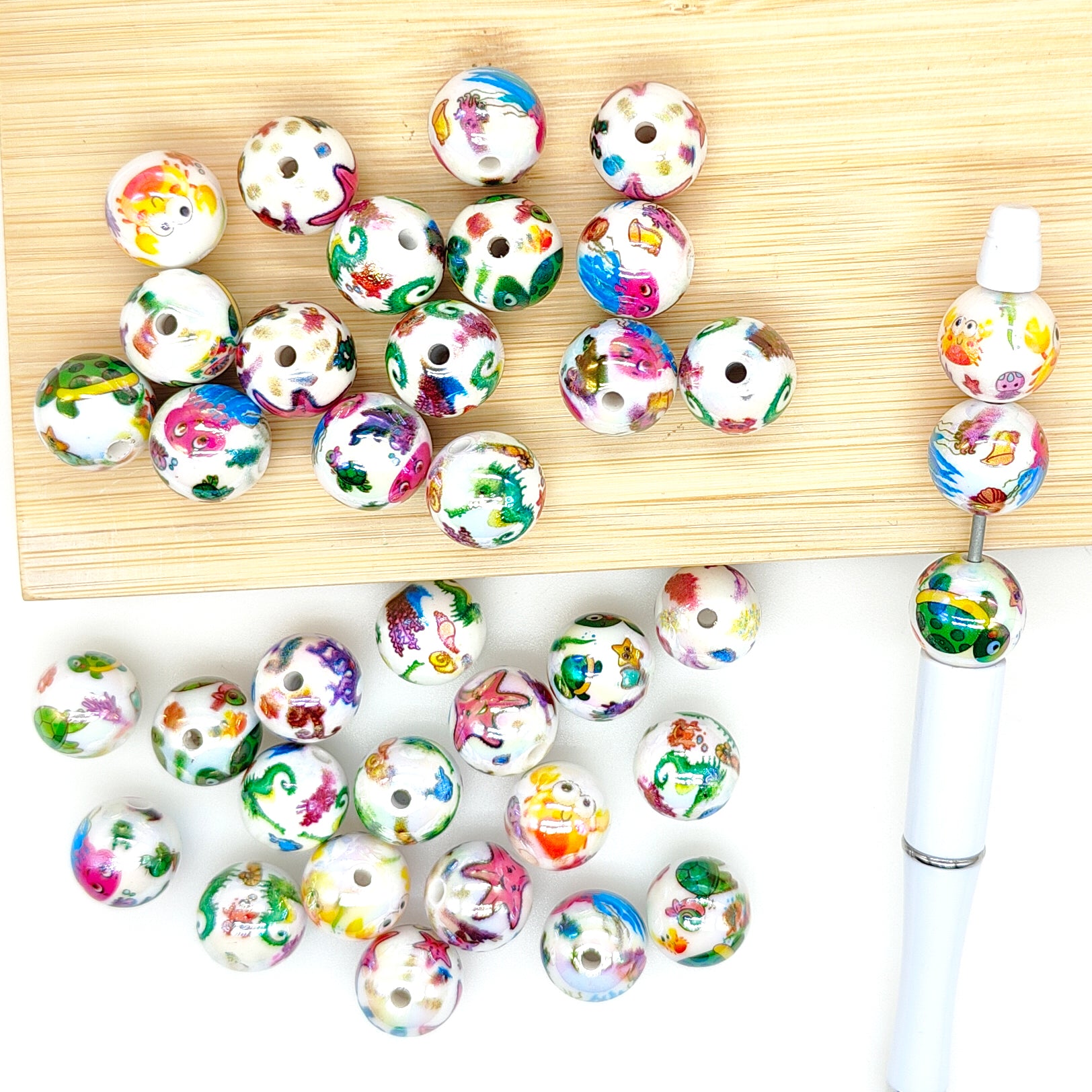 16mm UV Opal Sea Animals Print Gumball Beads,Acrylic Beads