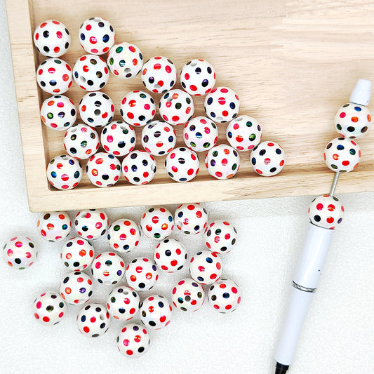 16mm UV Red Black Polka Dot Acrylic Gumball Beads,for Beaded Pen