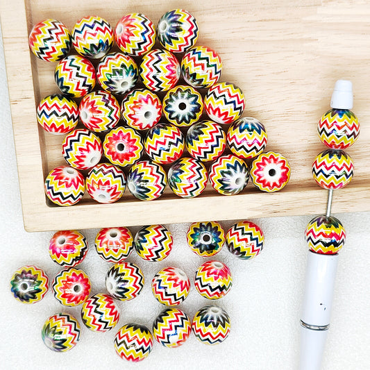 16mm UV Wavy Print Round Acrylic Gumball Beads,Pen Beads