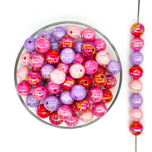 16mm Valentines Day Acrylic Beads Mix,UV Gumball Bead