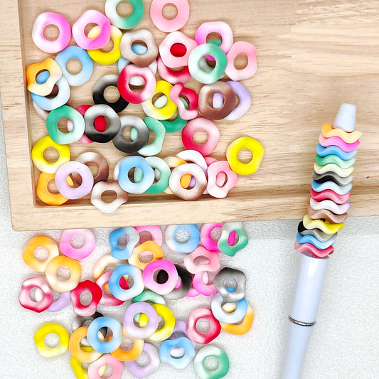 16mm Wavy Gradient Frosted Spacer Beads Mix,Charm Spacer