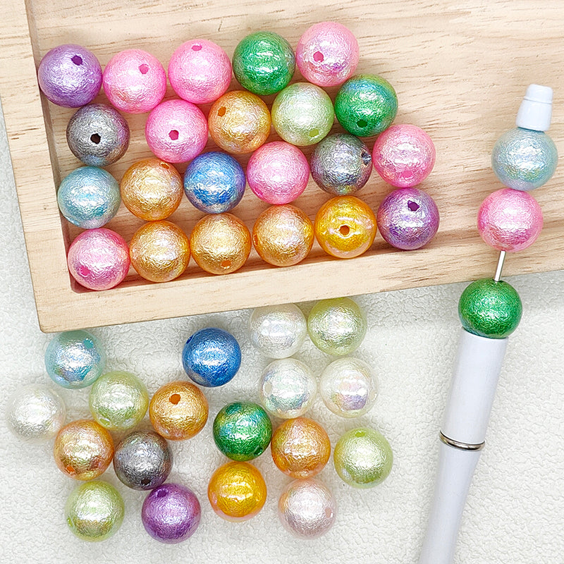 16mm Wrinkles Metallic Acrylic Beads,Bulk Round Beads