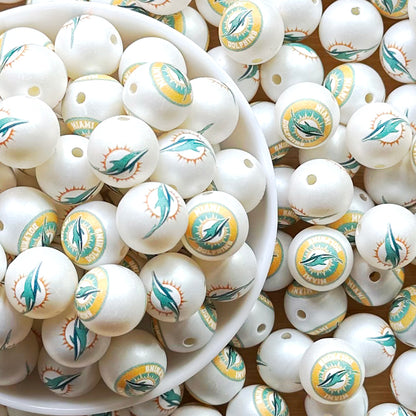 16mm Football Team Acrylic Beads,Frosted Pearl Gumball Beads