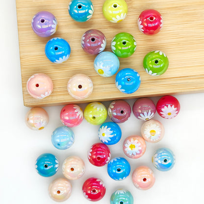 16mm Mixed Color Daisy Flower Acrylic Gumball Beads