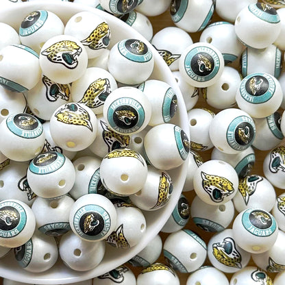 16mm Football Team Acrylic Beads,Frosted Pearl Gumball Beads