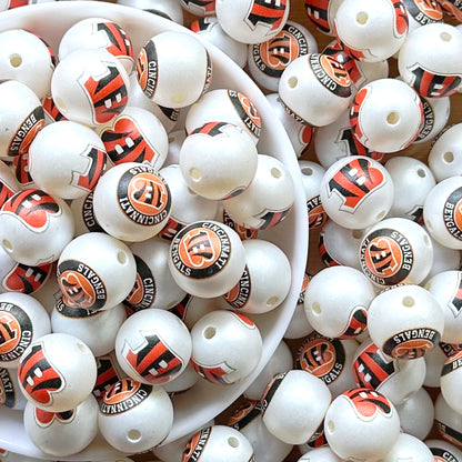 16mm Football Team Acrylic Beads,Frosted Pearl Gumball Beads