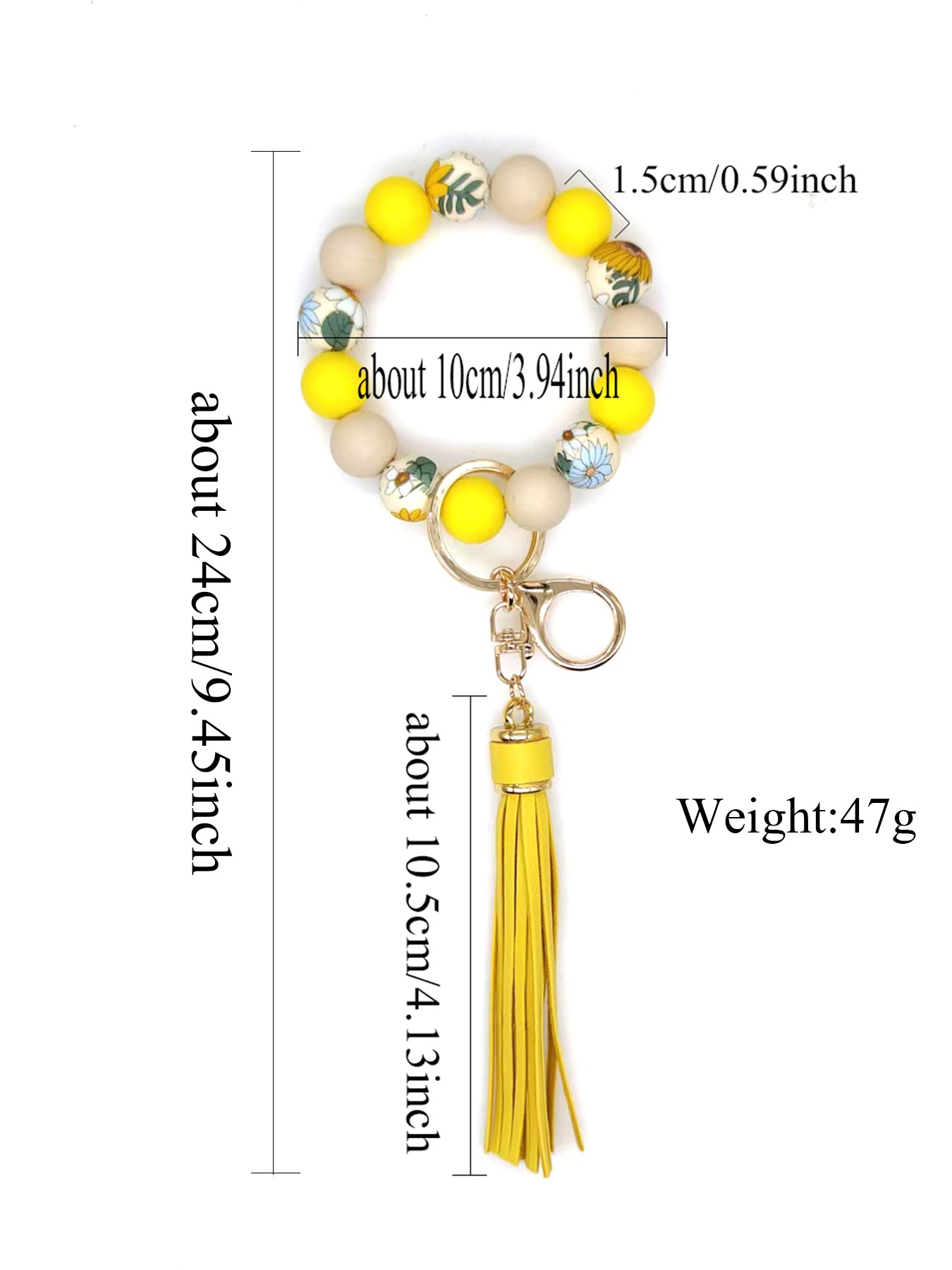 Silicone Beaded Keychain Bracelet for Women Portable Car Key Wristlet Holder