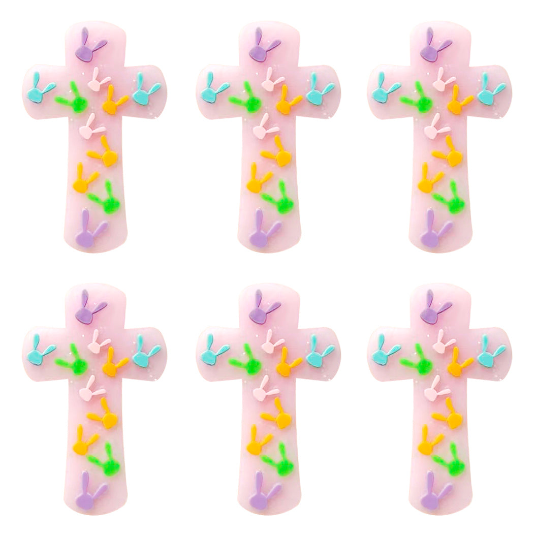 Cross Rabbit Glitter Easter Focal