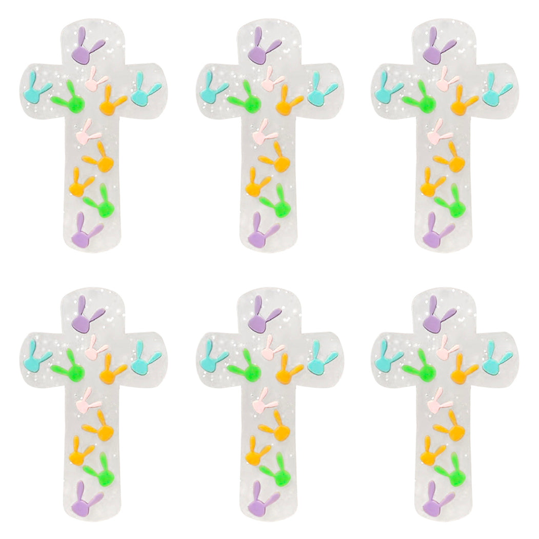 Cross Rabbit Glitter Easter Focal