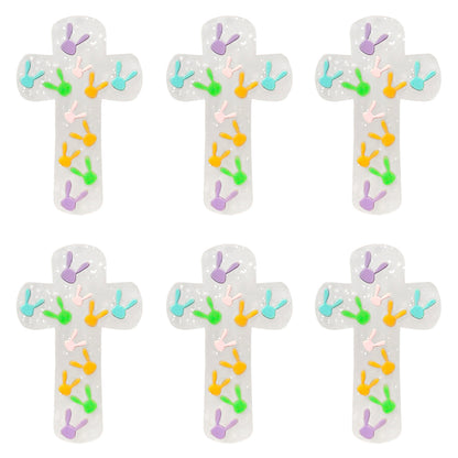 Cross Rabbit Glitter Easter Focal