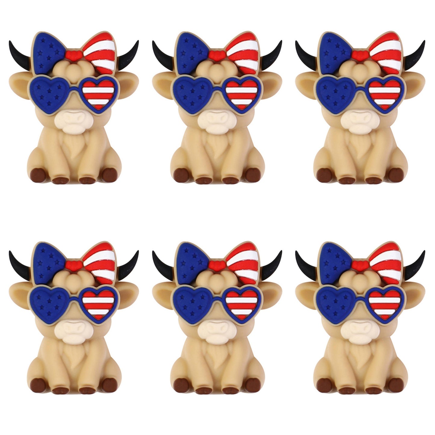 3D Patriotic Highland Cow Focal