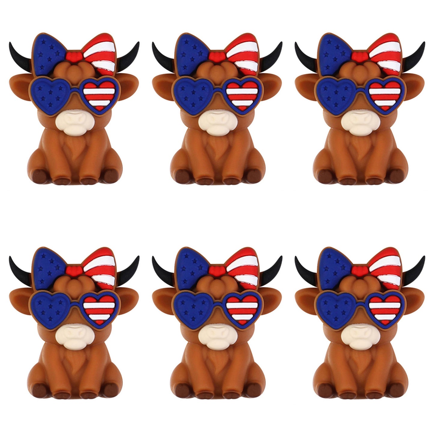 3D Patriotic Highland Cow Focal