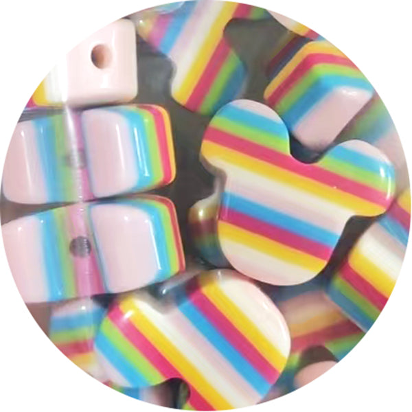 Striped Mouse Head Bubblegum Acrylic Beads