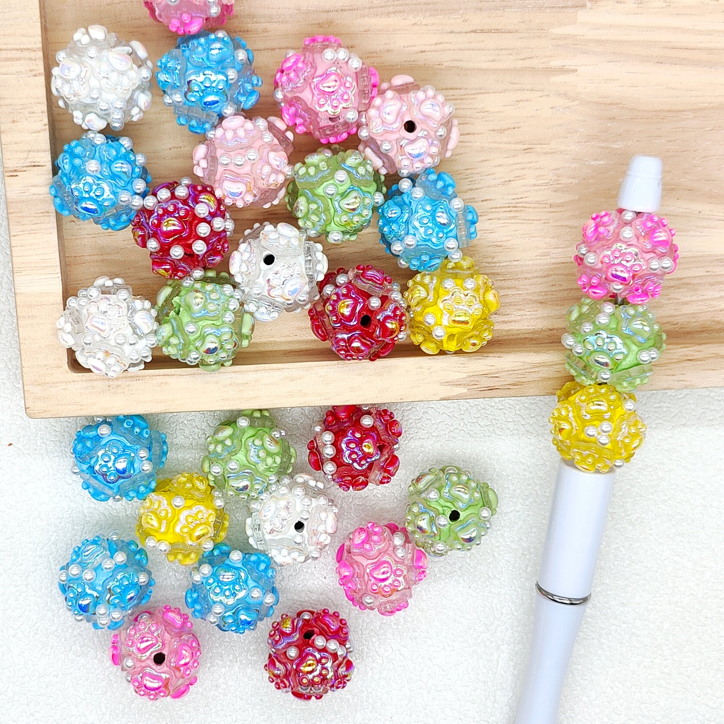 20mm Dog Paw Pearl Polymer Clay Beads Mix Fancy