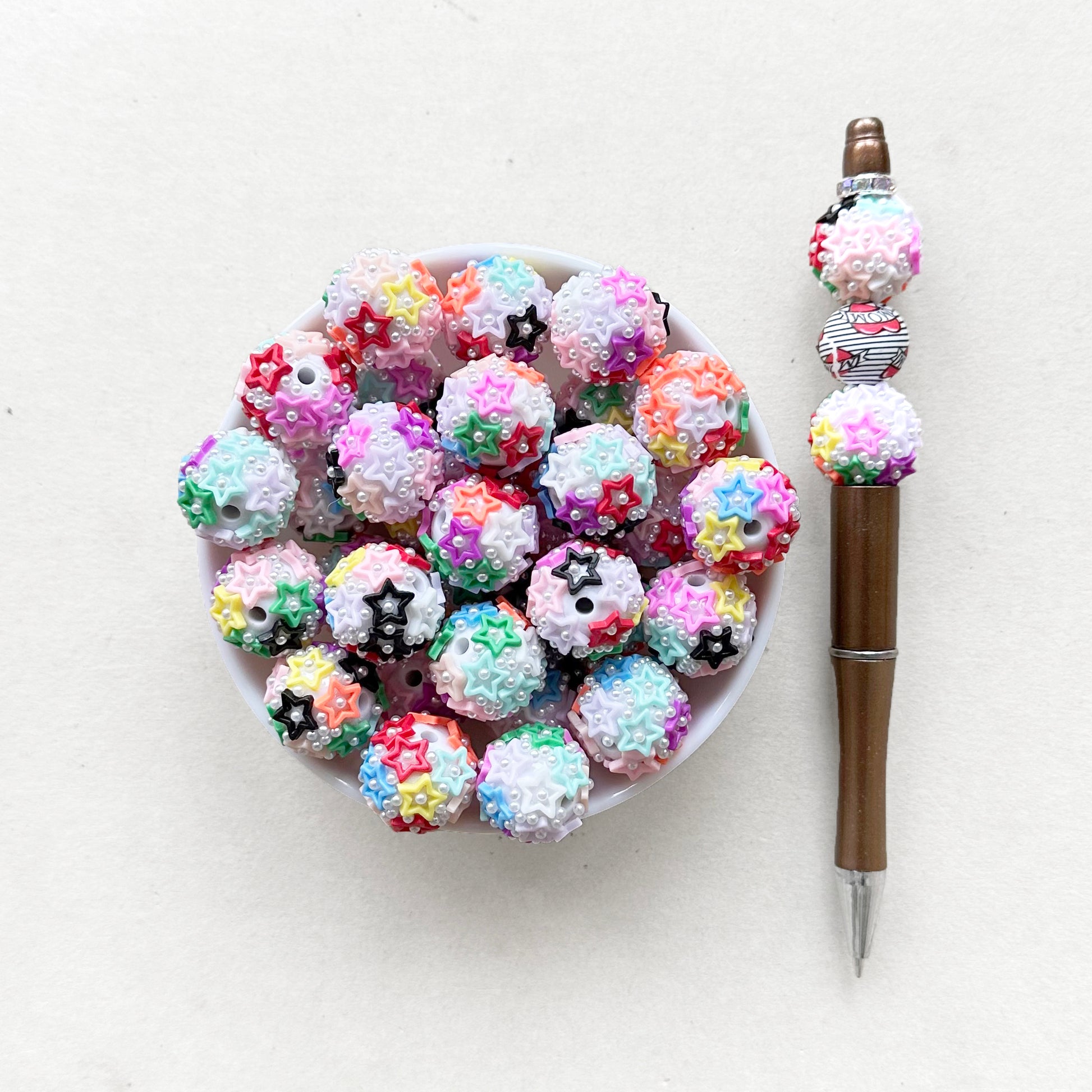 20mm Fancy Star Pearl Acrylic Ball,Colored Star Focal Beads